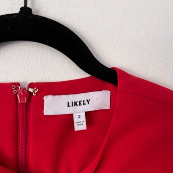 Likely Size 2 Manhattan Mini Dress Scarlet Red Short Sleeve Career Slim Fit - Picture 7 of 10